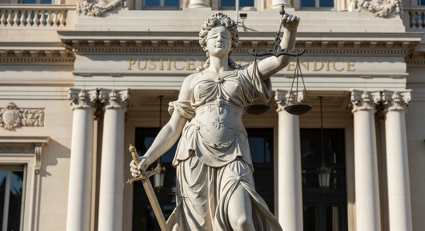 Quel est le meilleur avocat à Nice Lady Justice statue in front of the Nice courthouse, symbolizing local legal expertise.